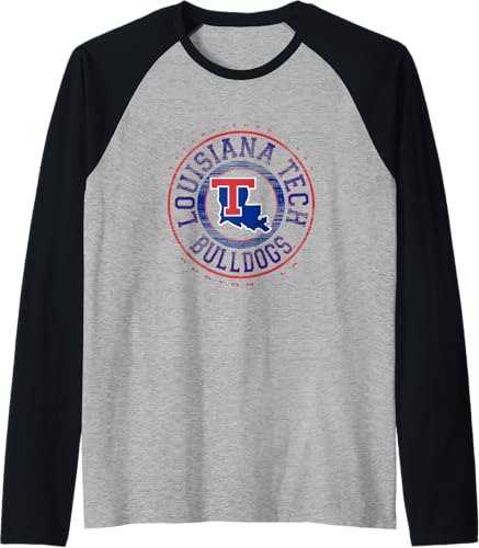 Louisiana Tech Bulldogs Showtime - Camiseta de béisbol raglán con licencia oficial, Negro -