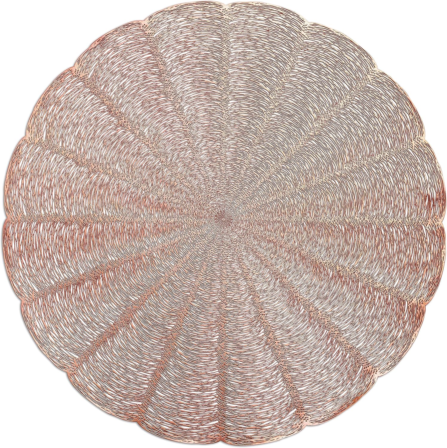 Occasions 10 Pieces Pack/Placemats Washable Easy to Clean PVC Heat-resistand Woven Vinyl Table Mats (Bloom-Matt Rose Gold)