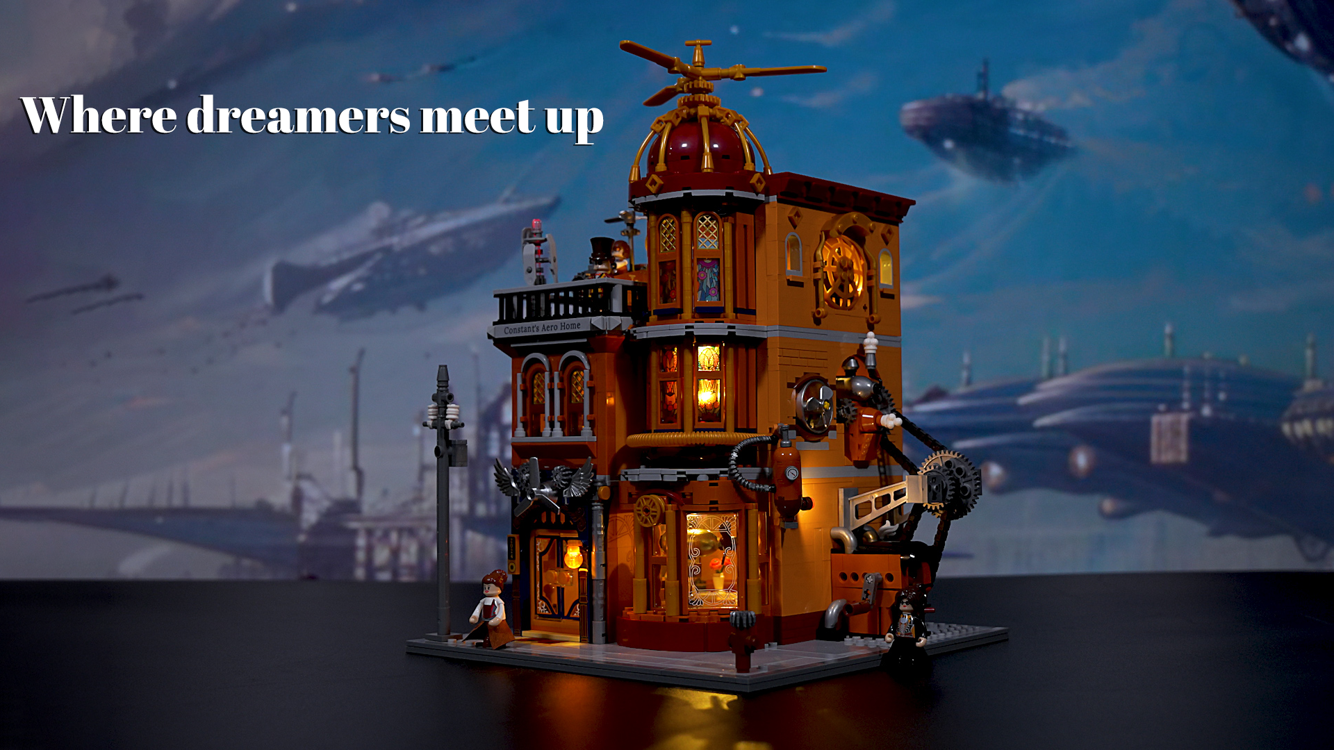 Amazon.com: FUNWHOLE Steampunk Flying Club Lighting Building