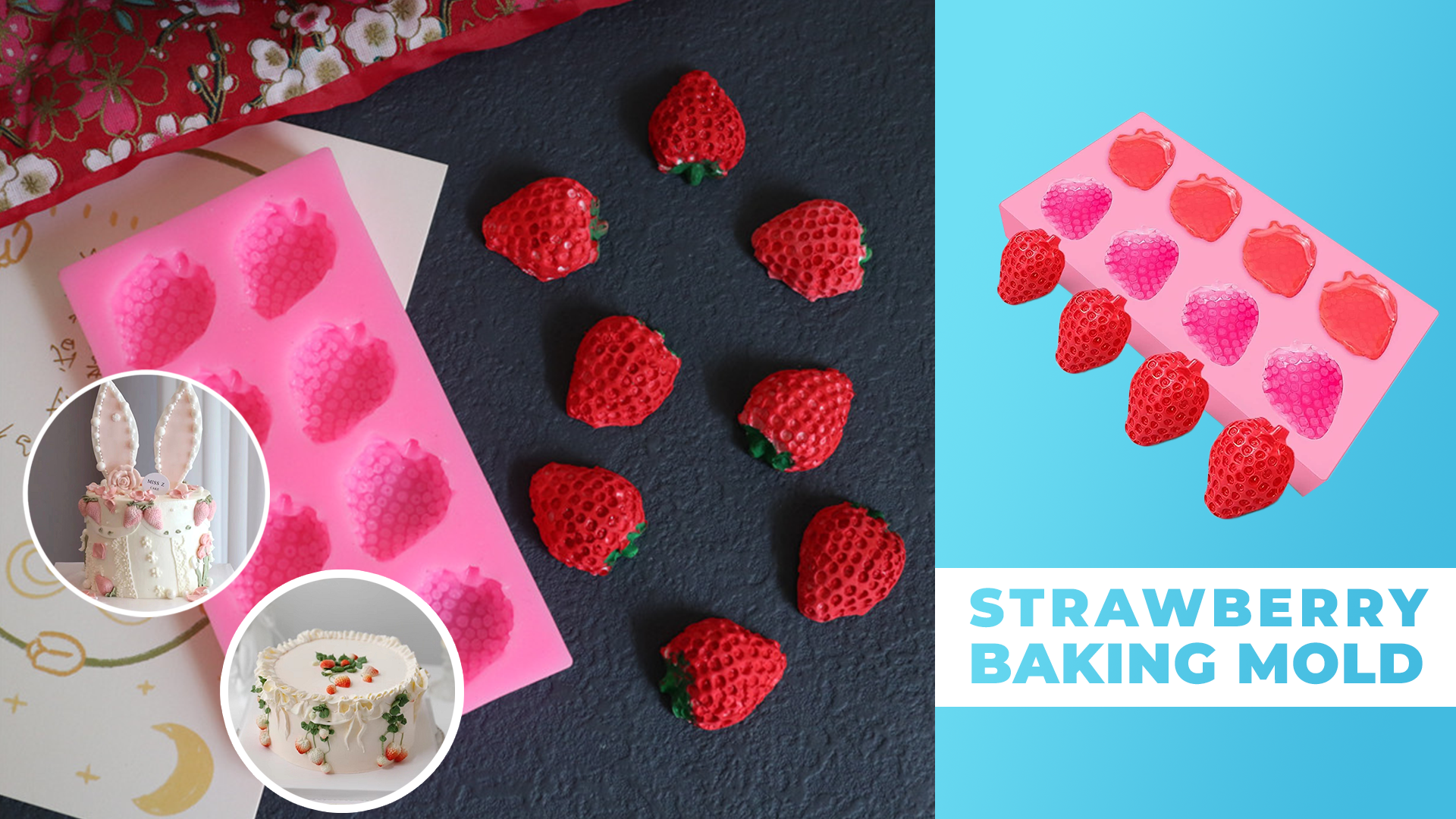 Moule En Silicone Fraise 3D – Formes Réalistes Pour Chocolat, Savon, Bougies, Glaçons & Pâtisserie – Démoulage Facile !