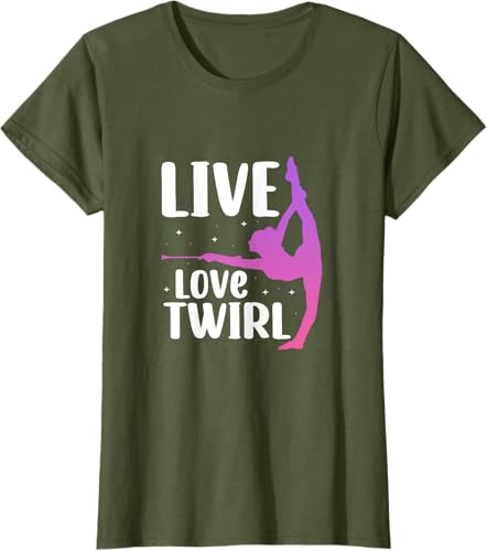 Miniatura 15 de Twirl Baton Twirling Twirler Majorettes T-Shirt Black,Navy Blue,Asphalt Grey,Baby Blue,Cranberry Red,Red,Kelly Green,Brown,Olive Green,Dark Heather