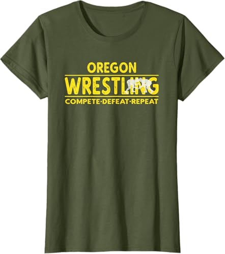 Miniatura 24 de Oregon Wrestling - Compete, Defeat, Repeat T-Shirt Negro,Azul Marino,Asfalto,Blanco,Azul Pastel,Arándano,Rojo,Verde Bosque,Verde Kelly,Verde