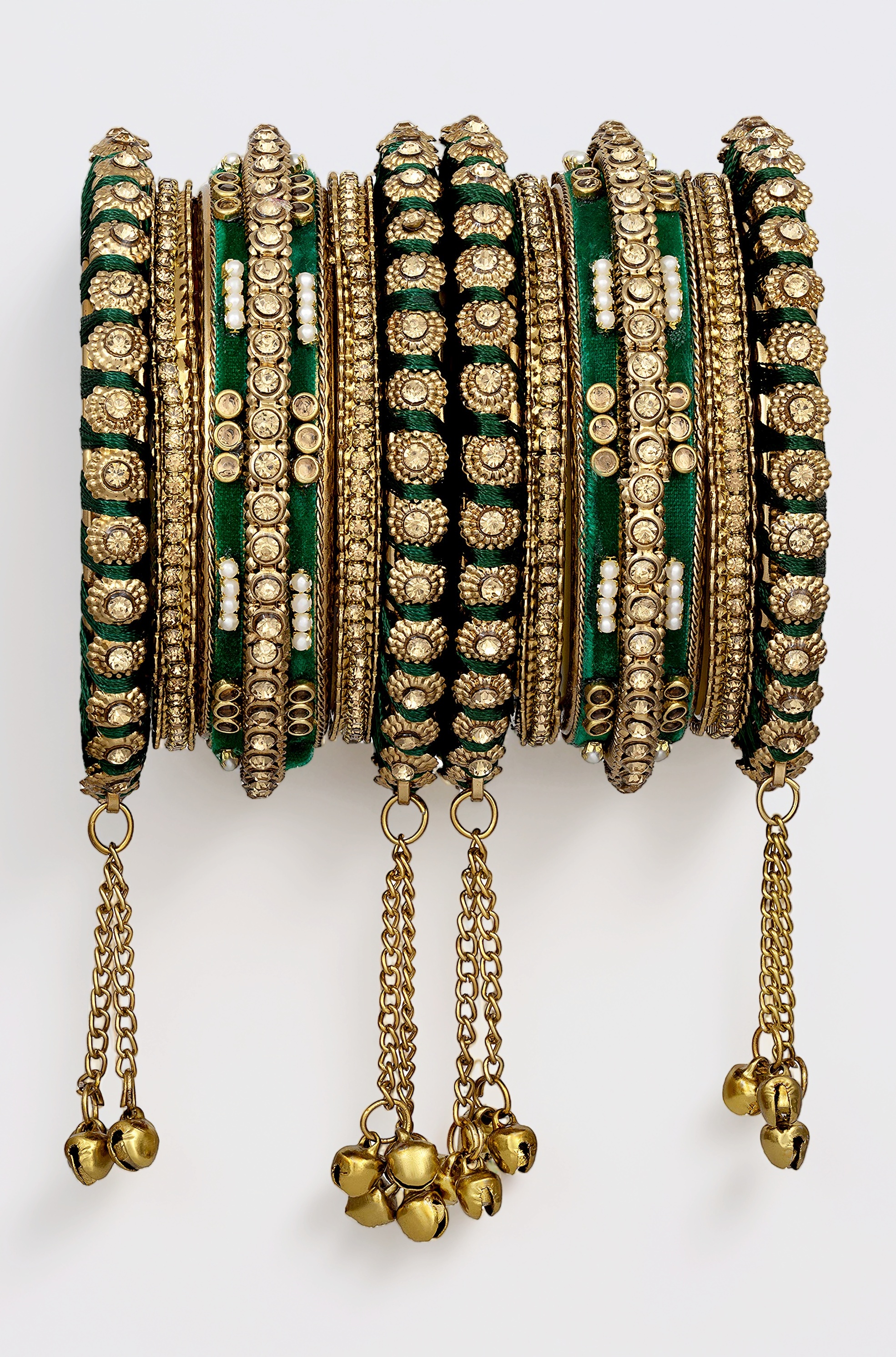 Gold Plated Faux Kundan Studded Ethnic Bangles With Latkan Jewellery Gift for Women | Size - 2.6 inch