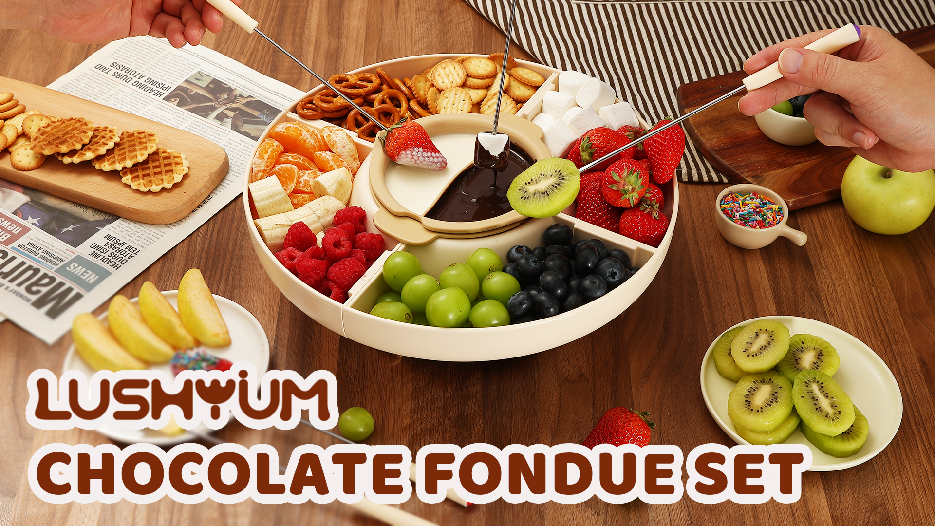 Amazon.com: LUSHYUM Chocolate Fondue Pot Set Electric Melting