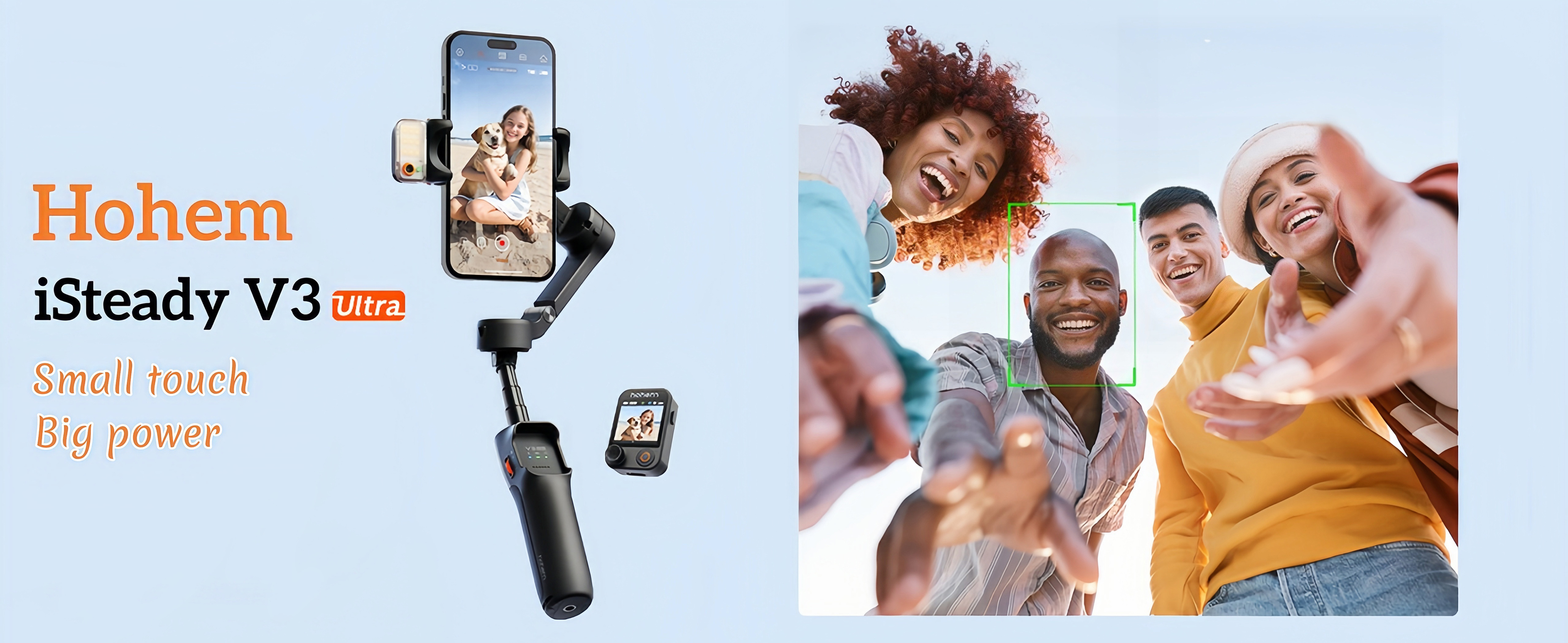 Hohem ISteady V3 Gimbal Stabilizzatore A 3 Assi Per Smartphone, Tracking AI, Schermo Touch, Luce RGB, Rotazione 360° E Telecomando
