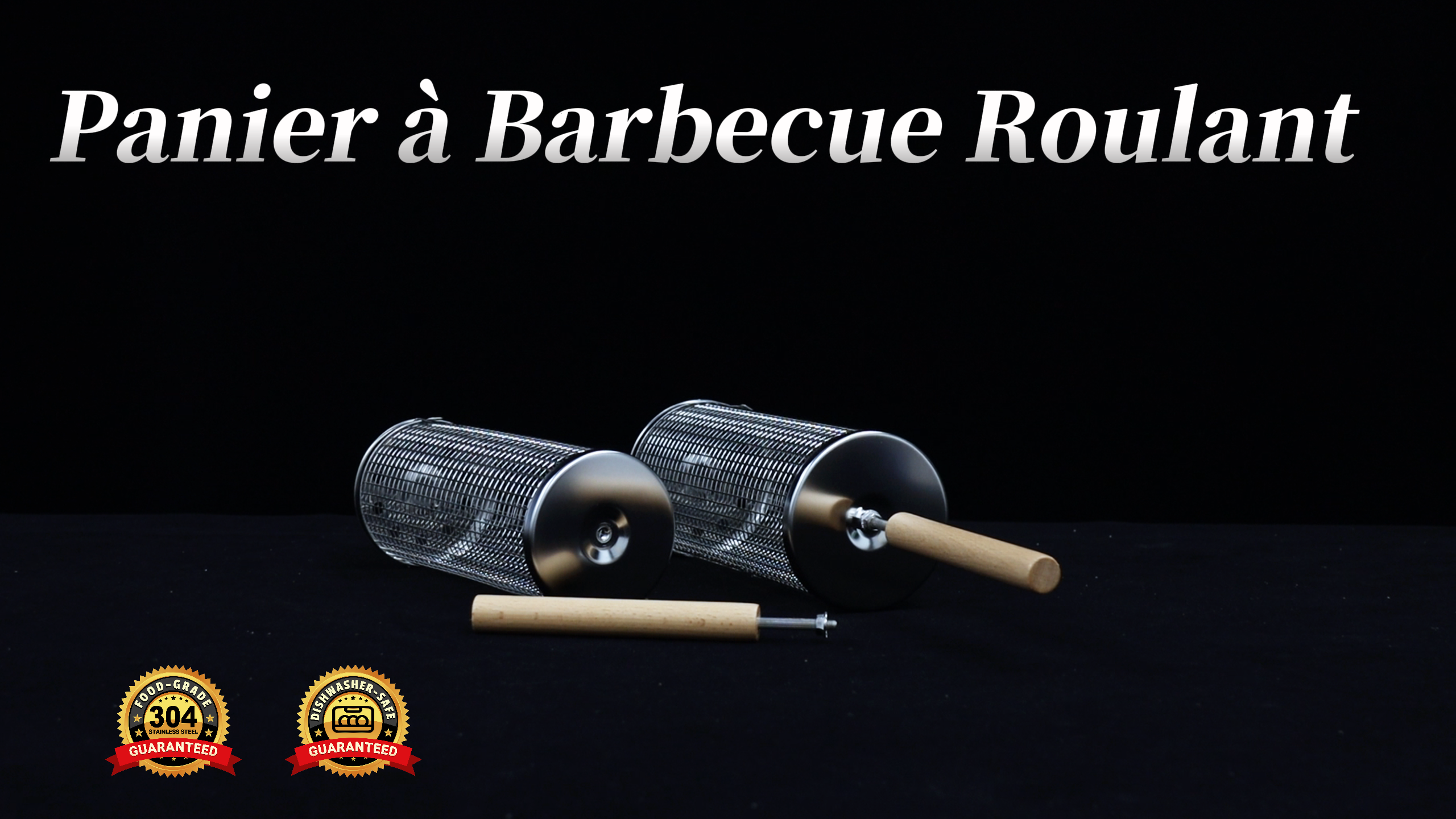 Panier Grillage Barbecue Acier Inoxydable - 2 Tailles Avec Fourchettes Et Crochets - Poignée Bois