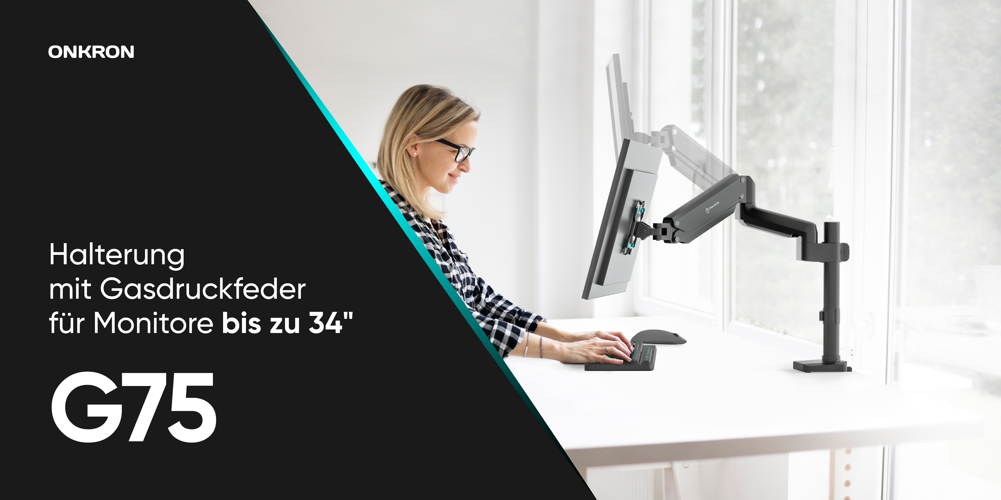 Supporto ONKRON G75-B Per Monitor 13-34 Pollici – VESA 75x75/100x100, Carico 12 Kg