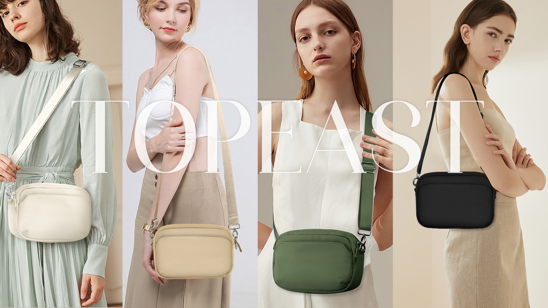 TOPEAST Crossbody Bags for Women - Nylon Shoulder Bag with Leather