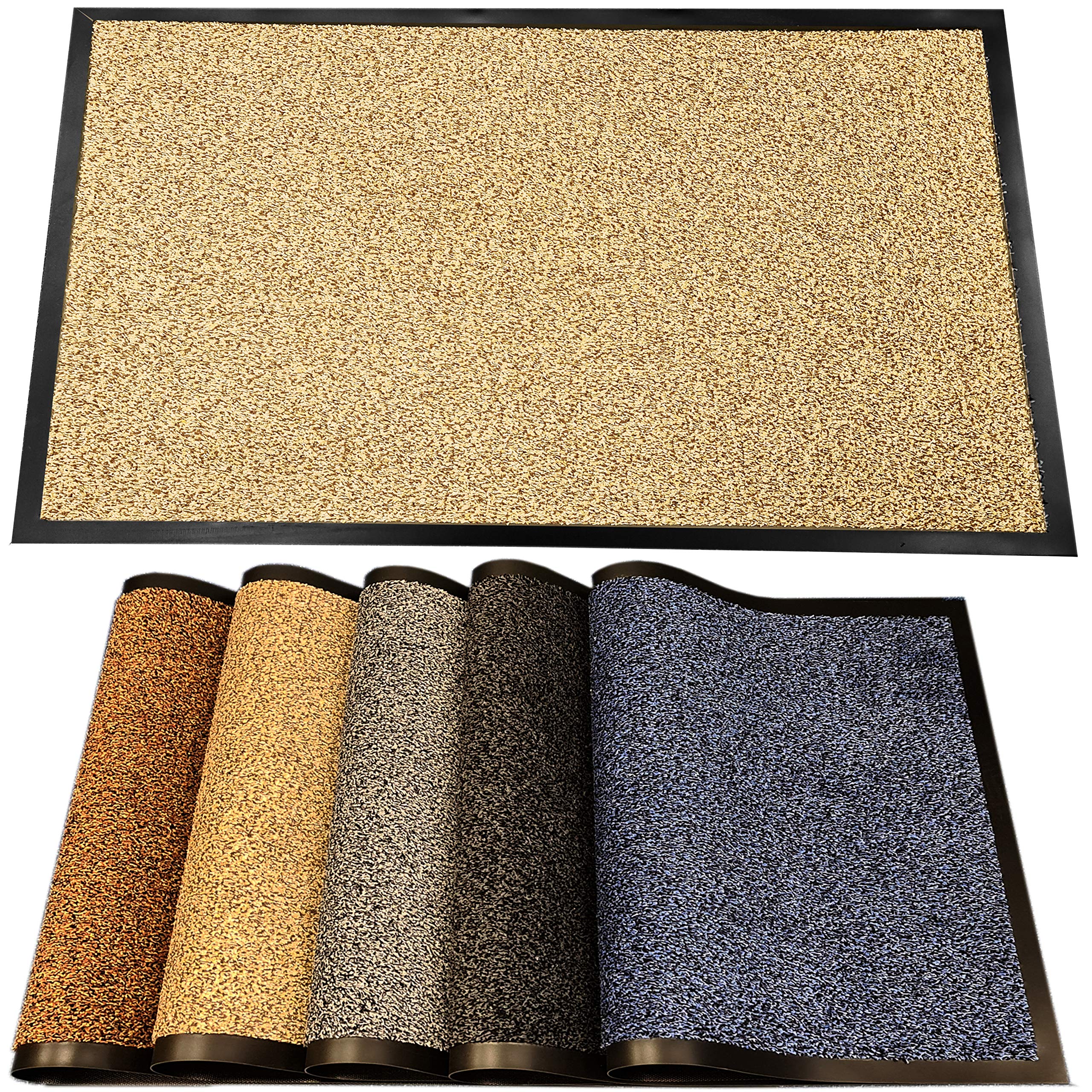 TrendMakers Eco-Friendly Cotton Mats Barrier Mats | Dirt Trappers Super Absorbent Doormat Carpets PVC Backing | Beige Cotton Fibres - 50cm x 80cm | COTTON PILE โ image 1
