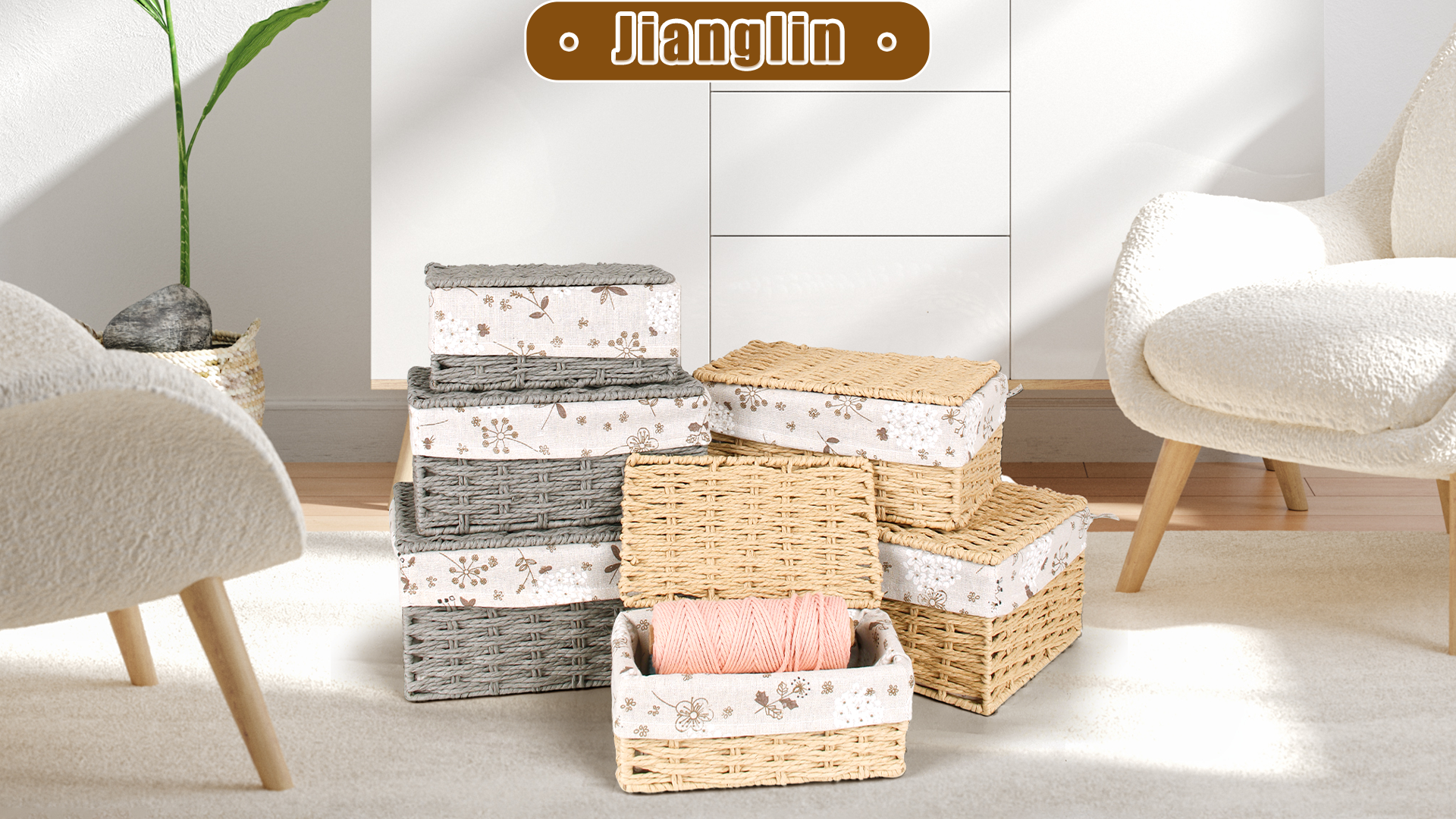 HJYDGJ Lot De 3 Paniers De Rangement Bohème Avec Couvercle