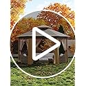 Garvee Pop Up Gazebo Screen Tent,Hexagonal Instant Gazebo Tent with Mosquito Netting Outdoor Canopy,6 Sided Sun Shelter 13x13ft with Mesh Netting,Pavilion Tents for Patio,Khaki+Beige