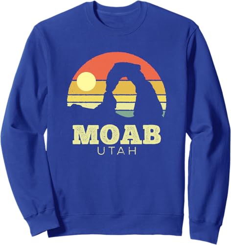 Miniatura 4 de Moab Utah Vintage Sunset Arches Adventure Outdoors Sweatshirt Black,Navy Blue,Dark Heather Grey,Royal Blue