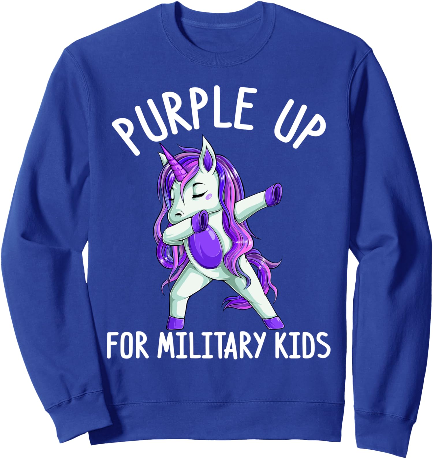 Funny Purple Up For Military Kids Month Military Unisex Crewneck Sweatshirt - Picture 4 of 4