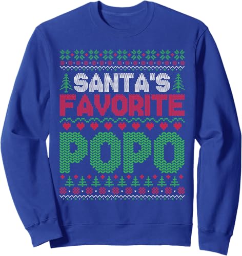 Miniatura 4 de Xmas Santa's Favorite Popo Funny Ugly Christmas Sweater Sweatshirt Black,Navy Blue,Dark Heather Grey,Royal Blue