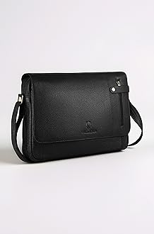 Leather 15 inch Laptop Messenger Bag for Men I Padded Laptop Compartment with Adjustable Strap I Extra Zip Compartments I DIMENSION : L-15 inch W-3 inch H-12 inch