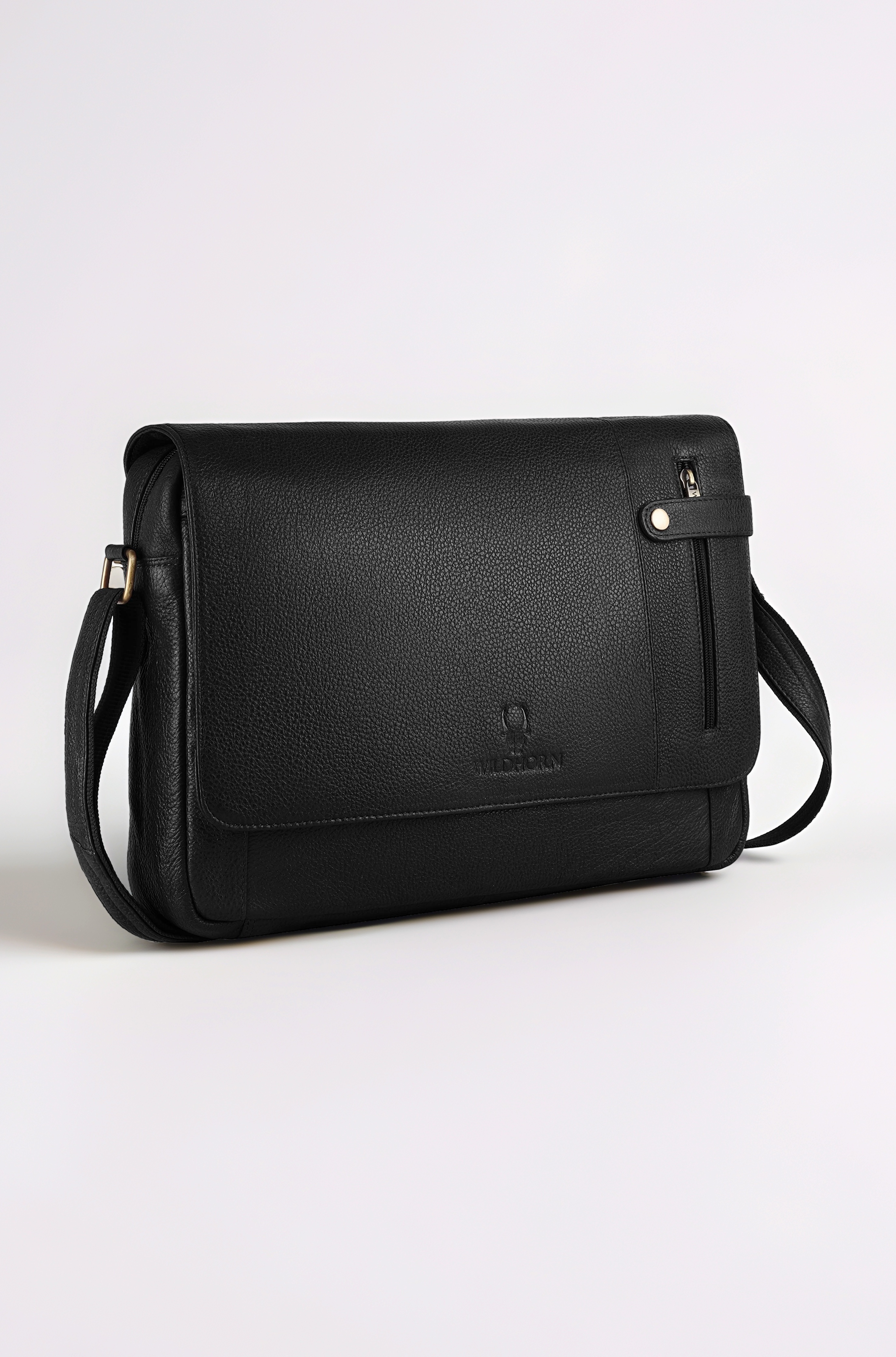 Leather 15 inch Laptop Messenger Bag for Men I Padded Laptop Compartment with Adjustable Strap I Extra Zip Compartments I DIMENSION : L-15 inch W-3 inch H-12 inch