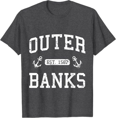 Miniatura 9 de Outer Banks NC North Carolina T-Shirt Black,Navy Blue,Asphalt Grey,Dark Heather Grey,Royal Blue