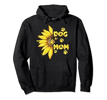 Sunflower Hoodie Dog Mom Paw Print 