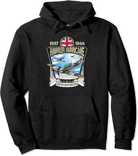 World War 2 British Aircraft Hawker Hurricane Fighter Pullover Hoodie