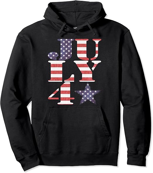 Amazon.com: Fourth of July - J U L Y 4 with American Star Pullover Hoodie : Clothing, Shoes
