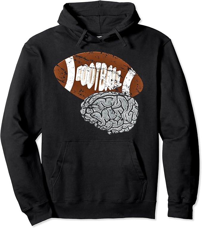 Funny football on the brain hoodie