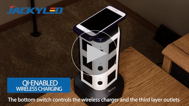 Amazon.com: Power Strip Tower with Wireless Charger - Surge