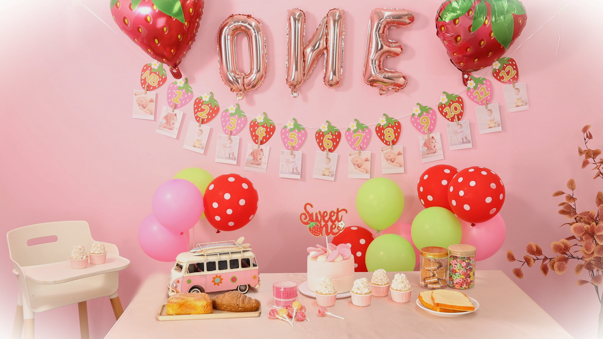 Strawberry Sweet One - Decoración Para Tarta De Fresa De Primer Cumpleaños, Fiesta De Cumpleaños