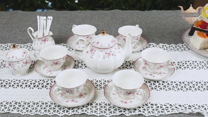Amazon.com: fanquare Vintage Porcelain Tea Set for Women Tea