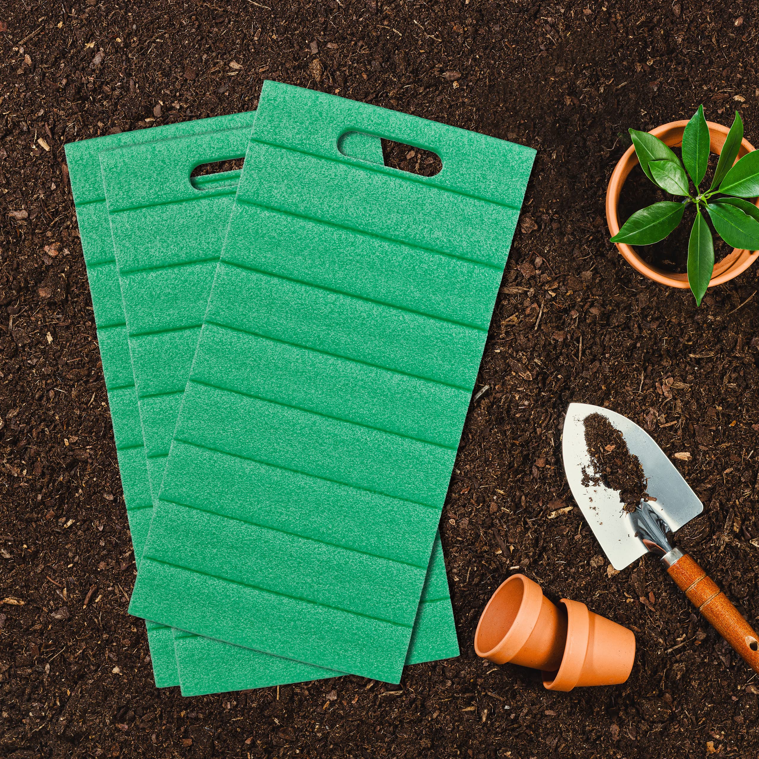 relaxdays Tapis de Jardinage en Lot de 3, Coussin pour Genoux Pratique, Garage, Protection, HLP : 4 x 39,5 x 20 cm, Vert
