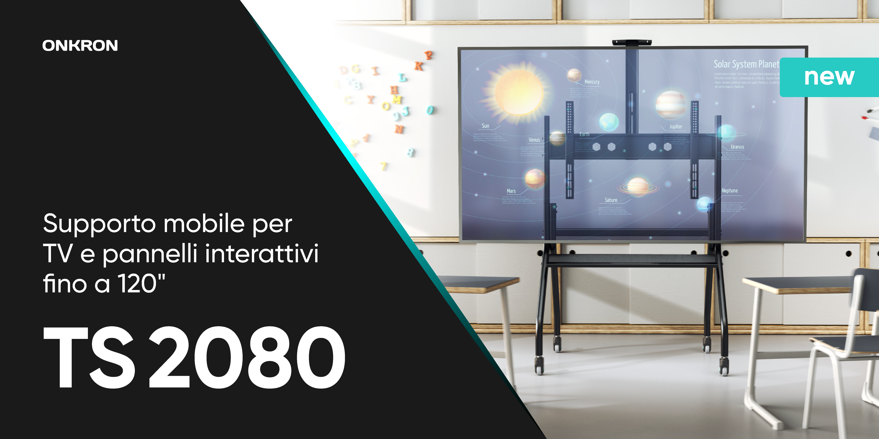 Carrello TV Mobile Per Schermi 60-120 Pollici - Supporto Da Pavimento Con Ruote, Portata 120kg - Foto 6