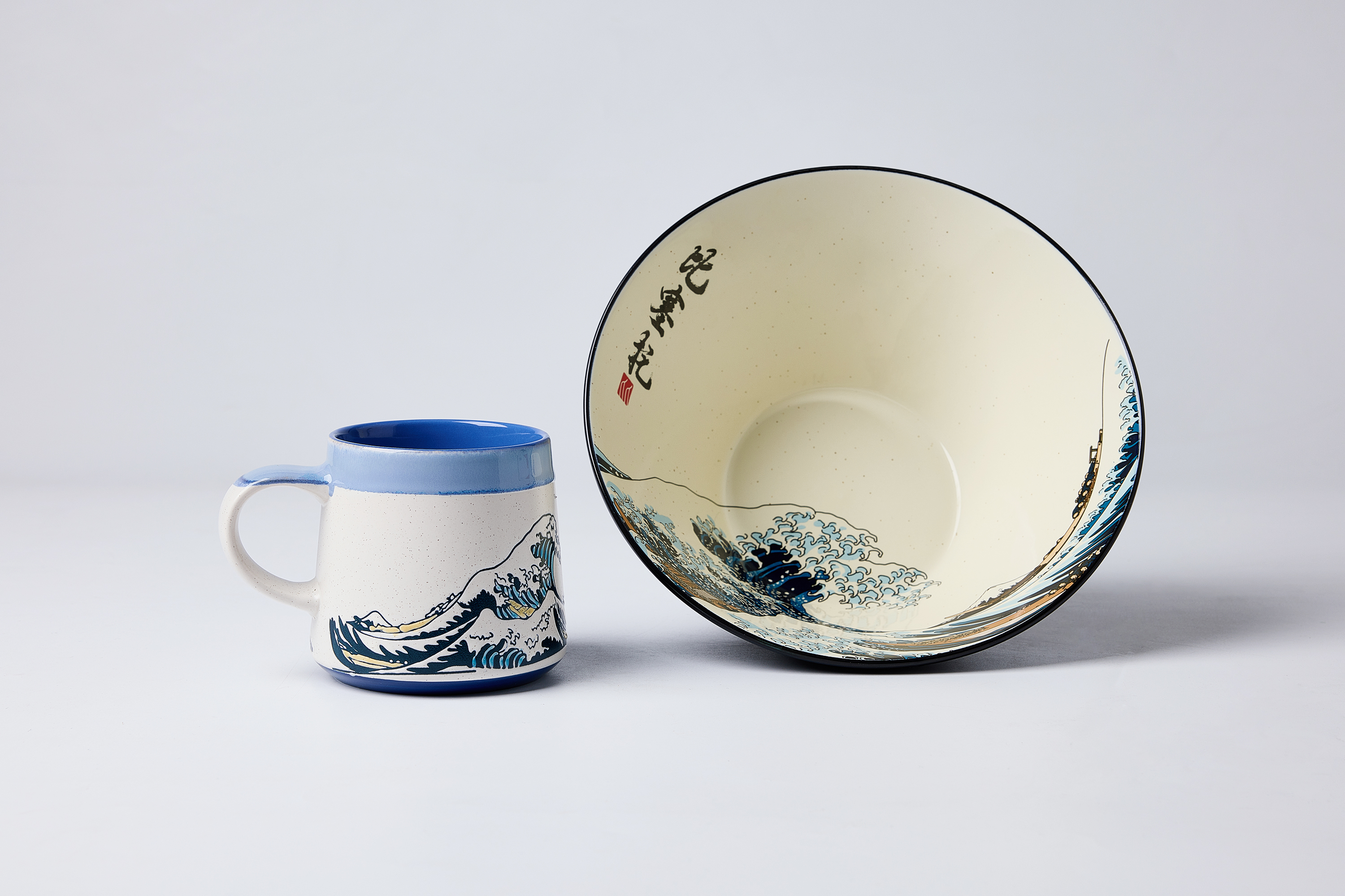 Amazon.com | BICETTO Handmade 15oz Japanese Ukiyo-e Large Ceramic