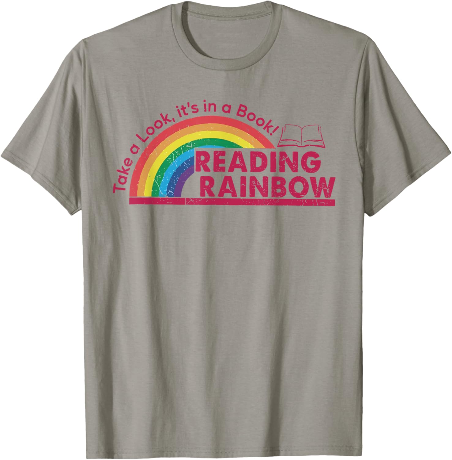 Take A Look it's In A Book Reading Book Vintage Rainbow T-Shirt
