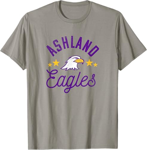 Ashland University Camiseta con logotipo de Eagles, Gris Gris Oscuro,Blanco,Plateado,Gris Jaspeado
