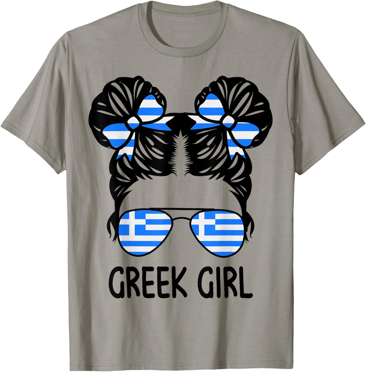 Greek Girl Messy Hair Greece Pride Patriotic Womens Kids T-Shirt