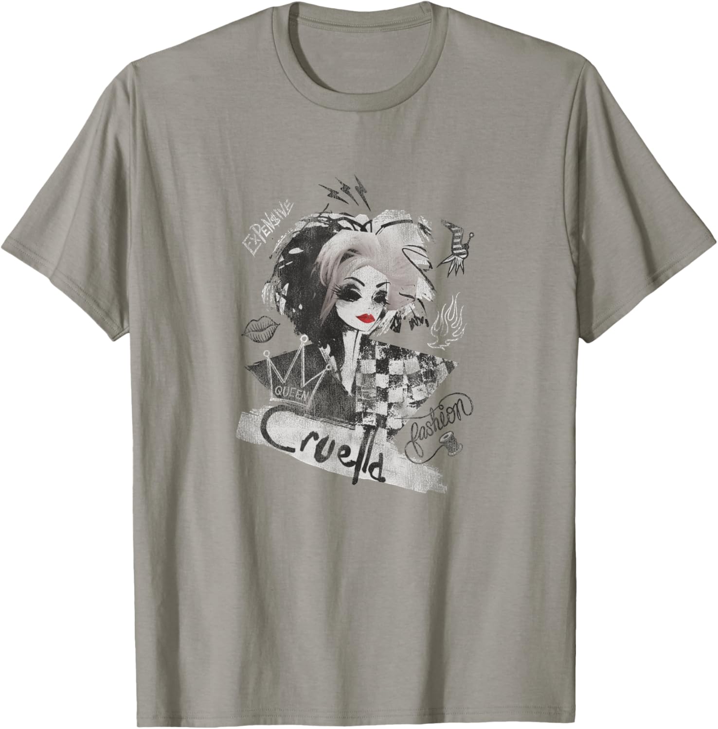 Disney Cruella Artsy Collage T-Shirt, gris, S