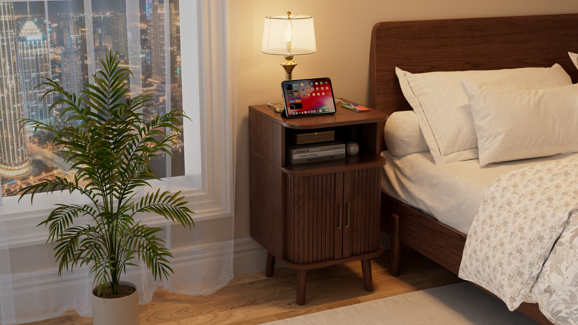 Amazon.com: Whalefall Night Stand Set of 2 with Charging Station