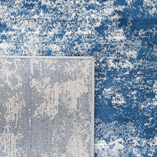 Miniatura 8 de SAFAVIEH Brentwood Collection - Alfombra de área de 8 x 10 pies, gris y azul marino, diseño abstracto moderno, no desprende pelusa y de fácil