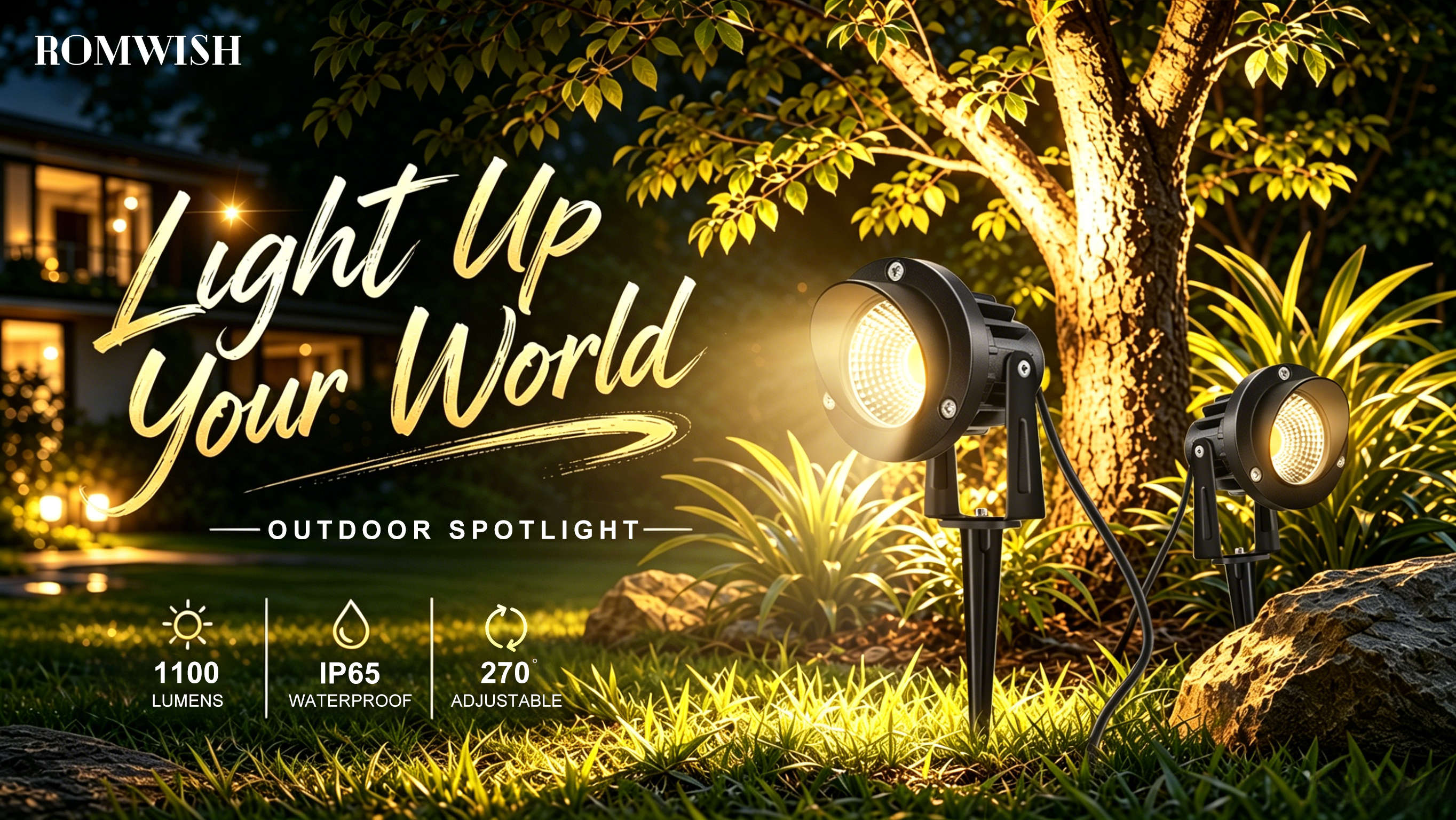 Romwish LED Landscape Spotlight 10W, Outdoor Landscape Lighting
