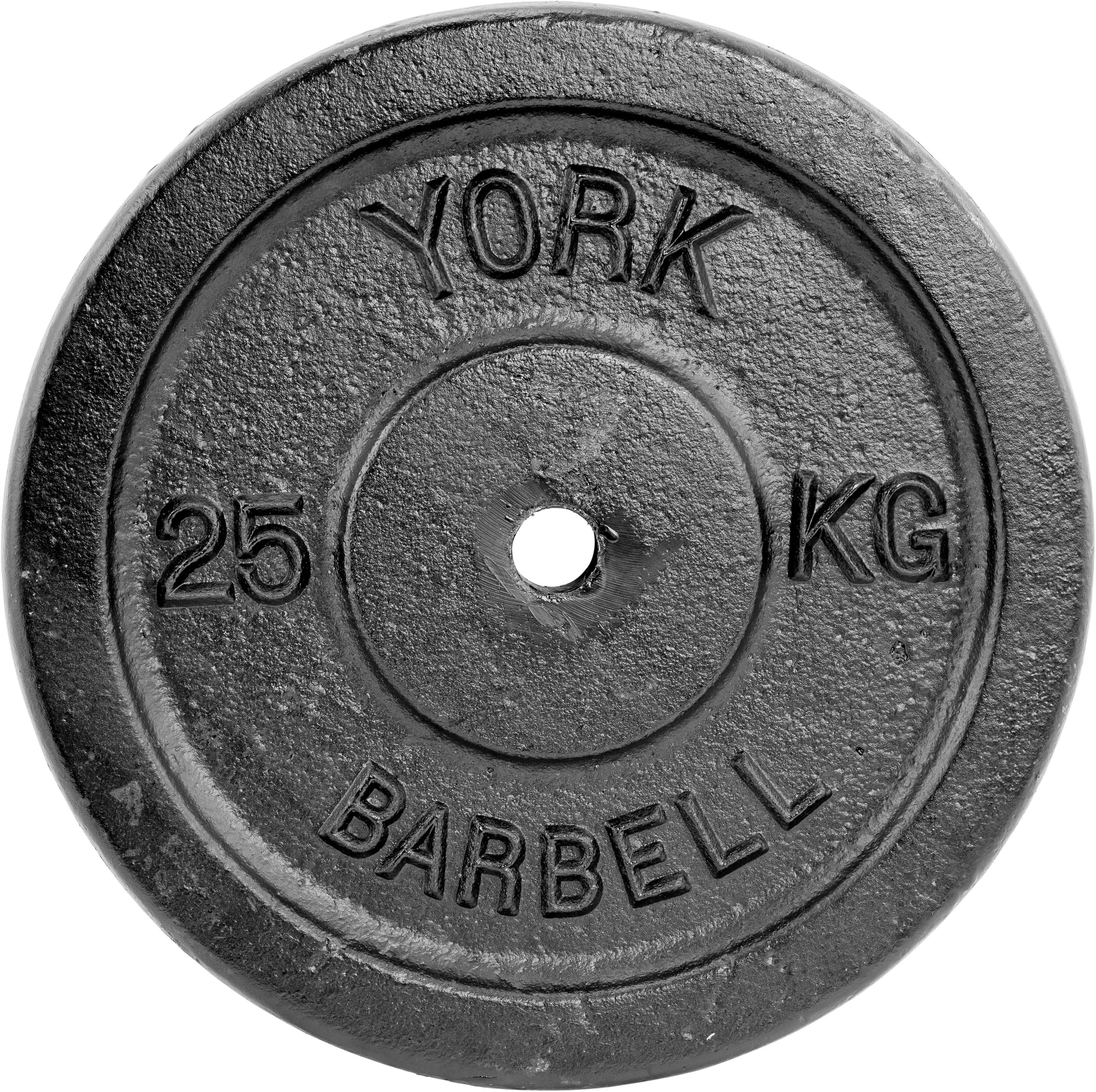 York Fitness 25kg Single Standard Cast Iron Disc, Black
