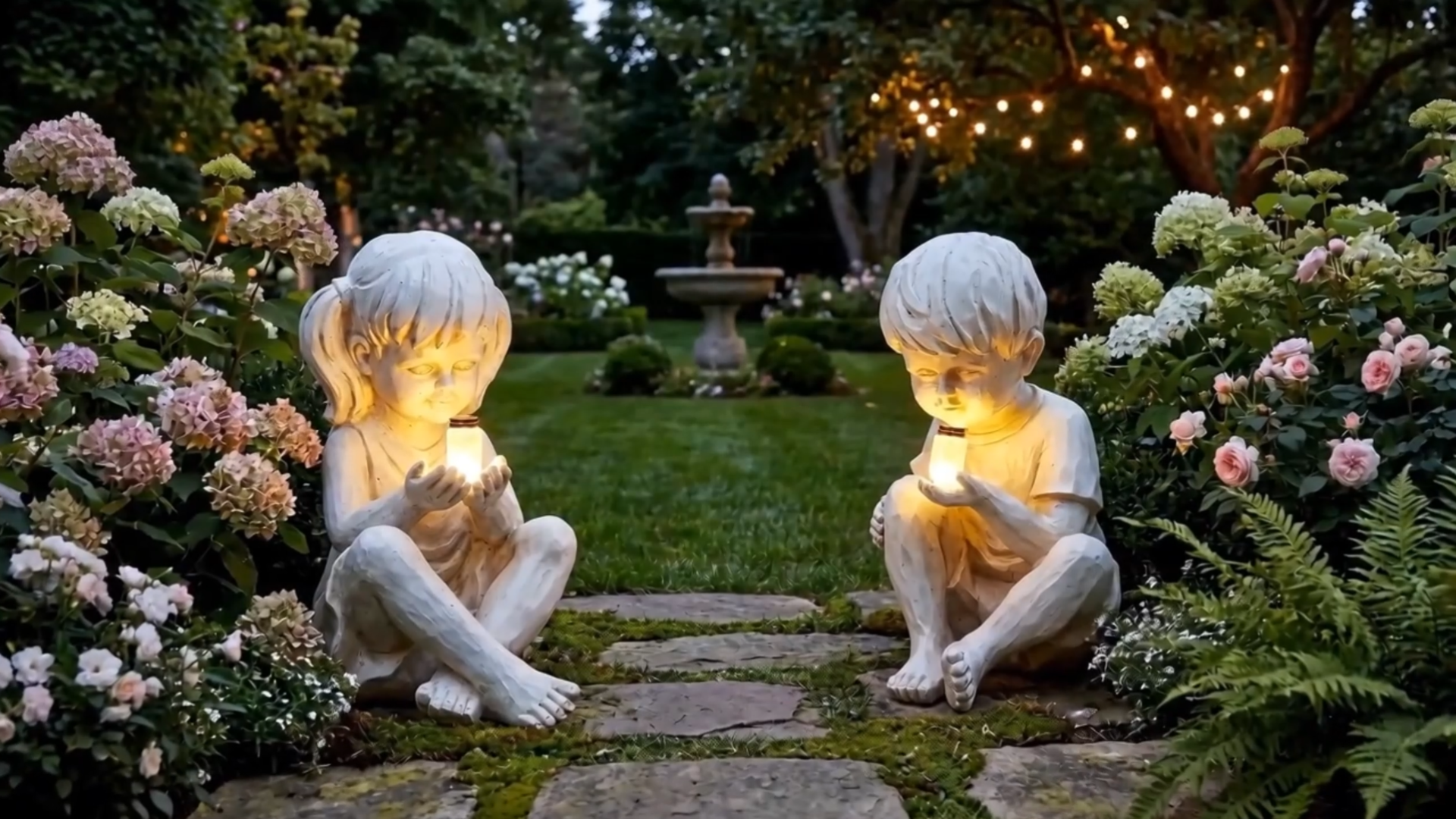 Amazon.com : Large Garden Children Statues Light Up Firefly Jar