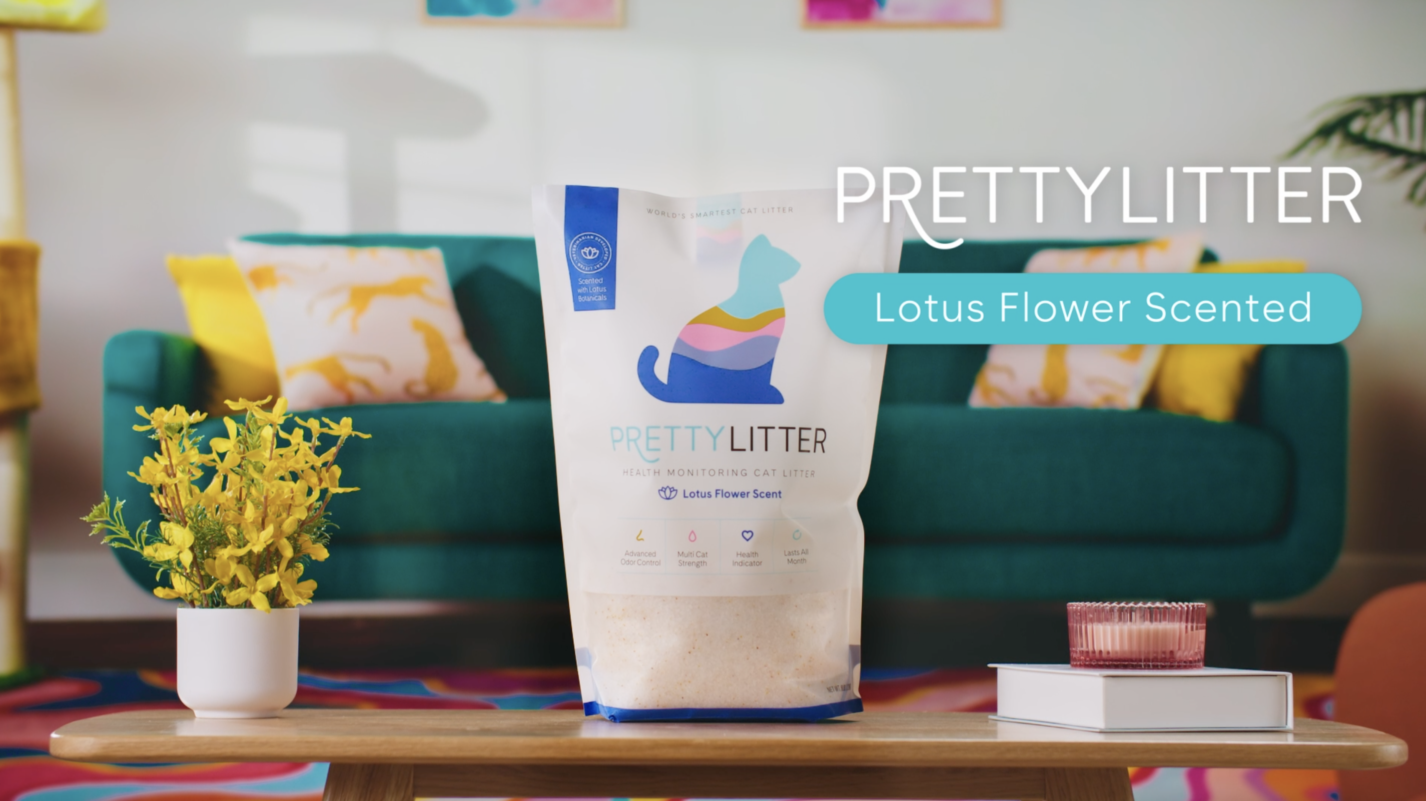 PrettyLitter Health Monitoring Cat Litter (Lotus Flower, Non Clumping) | Lightweight & Low Tracking, Color Changing Silica Gel Crystals, Advanced Odor Control — 6 Lbs, Pack of 1 (Up to 1 Month Supply) - image 7