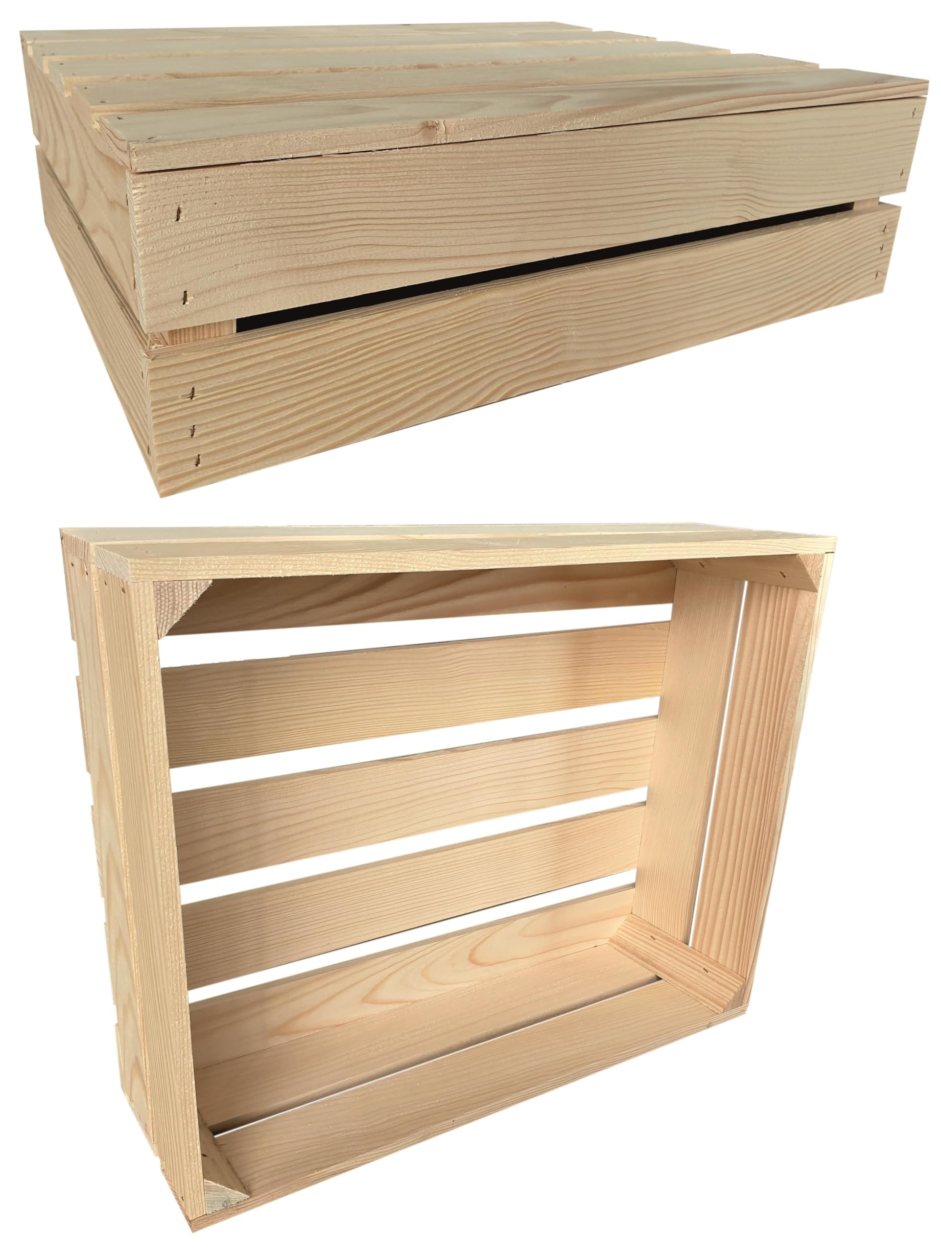 3er Set Holzkiste Groß Aus Holz - massive Weinkisten Vintage 50 x 40 x 15 cm - Holzbox Für Aufbewahrung, Holzregal - Robuste Obstkisten & Apfelkisten - Deko Kiste Für Küche, Wohnzimmer - Kiste Natur