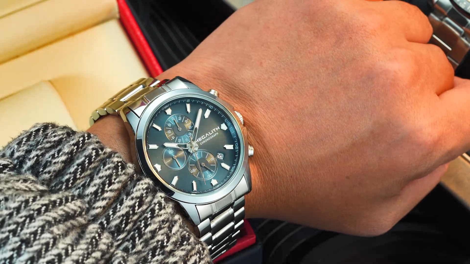 Seiko Automatico Uomo Orologio Oro Uomo Orologio Uomo Rosbear Cronografo | Acciaio Inox Impermeabile 30m | Quadrante 43mm Con Data Orologio Multifunzione Orologio Megalith Uomo