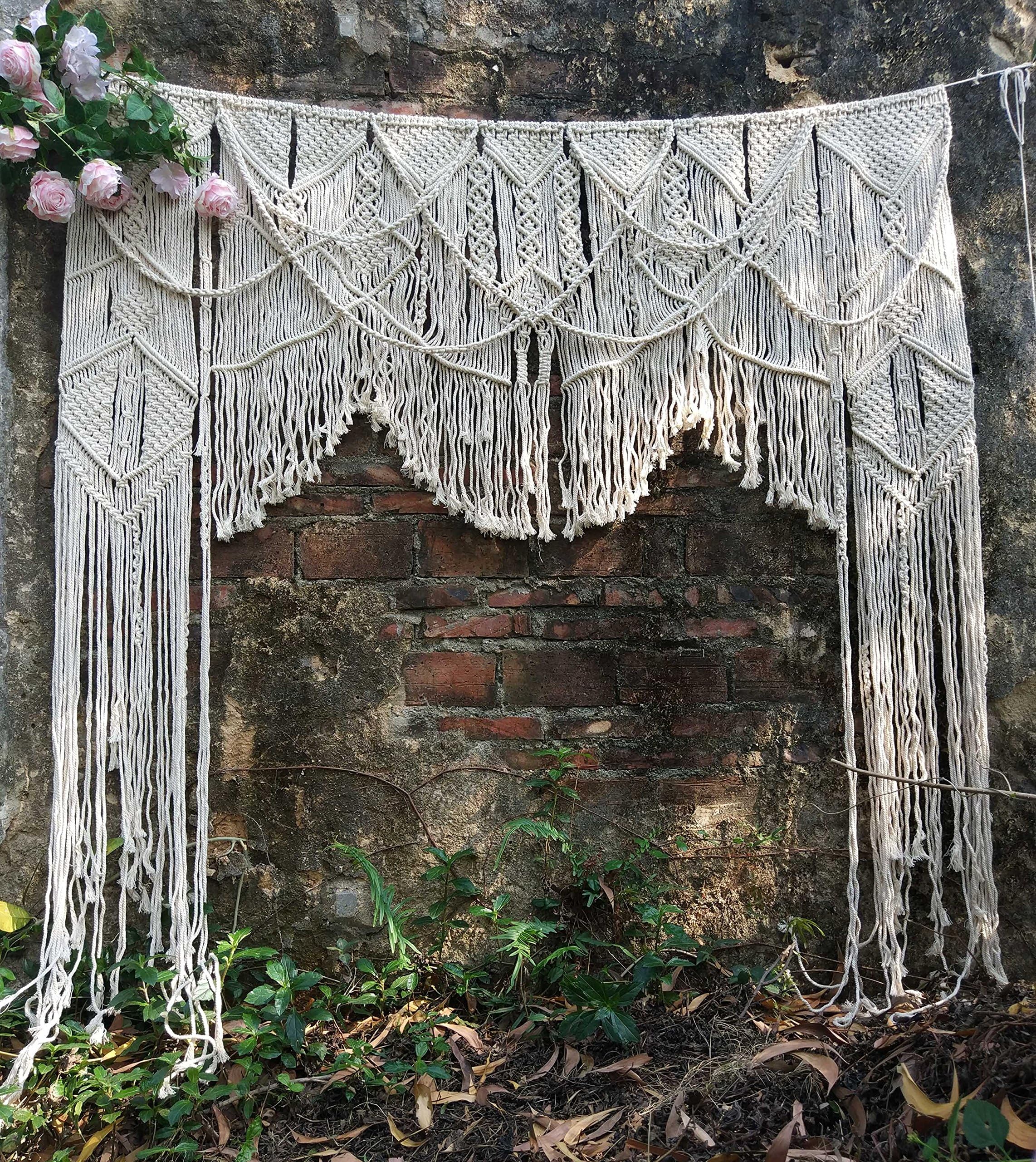 RISEON Large 70" W x 78" L Handmade Macrame Wedding Backdrop, Macrame