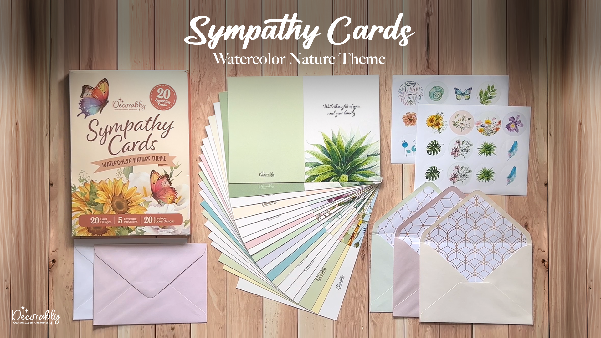 Amazon.com : Decorably 20 Pack Watercolor 5x7in Bulk Sympathy