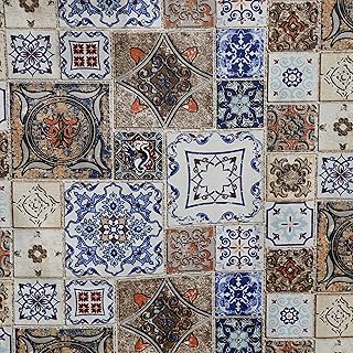 Geometric Curtain Panels, Blue and Brown Aztec Pattern Primitive Tile Inspired Curtains For Kitchen Bed Rooms and Living Rooms, Handmade Extra Long Curtains, Custom Made
