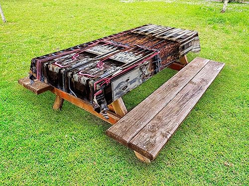 Alambre al aire última intervensión mantel por Ambesonne, Old oxidado Panel eléctrico de con fusibles y contactos en abandonado energía fábrica