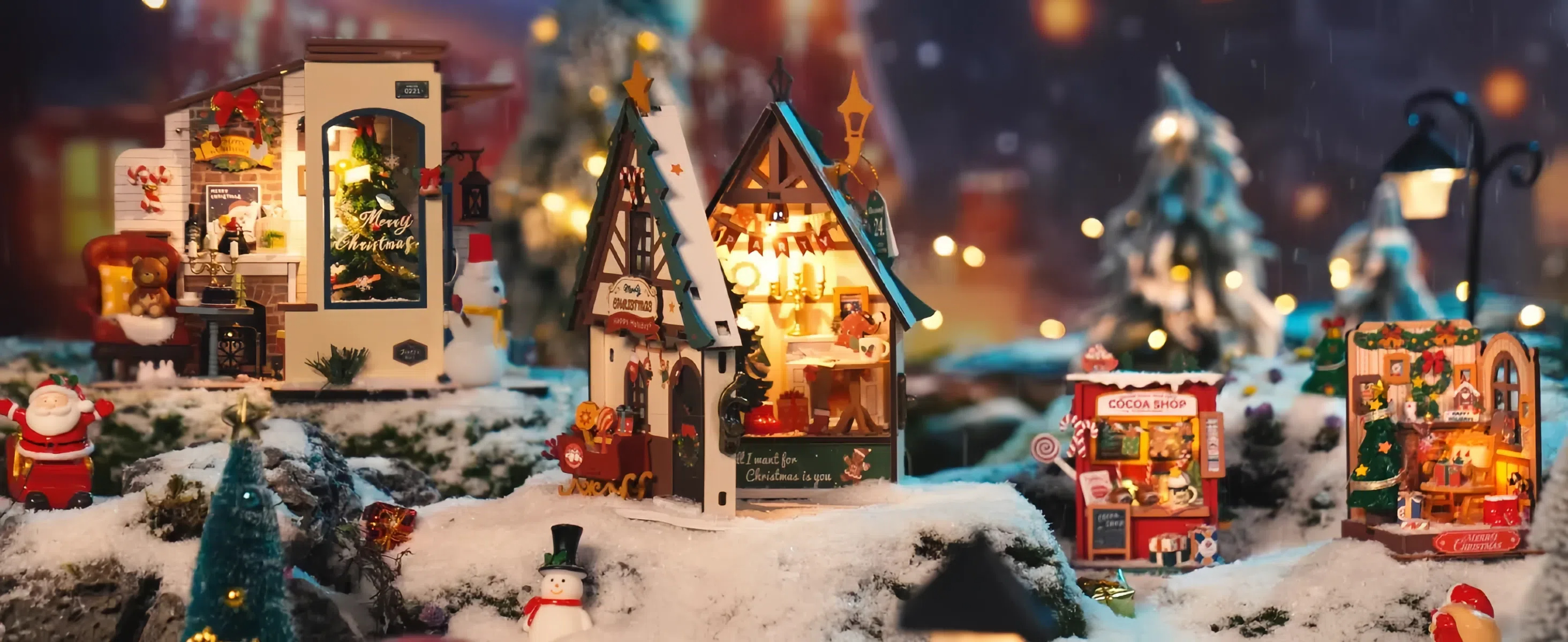 Kit De Casa Maqueta,Maquetas En Miniatura De Casas para Adultos - Maquetas con Luz LED Decoración Navidad