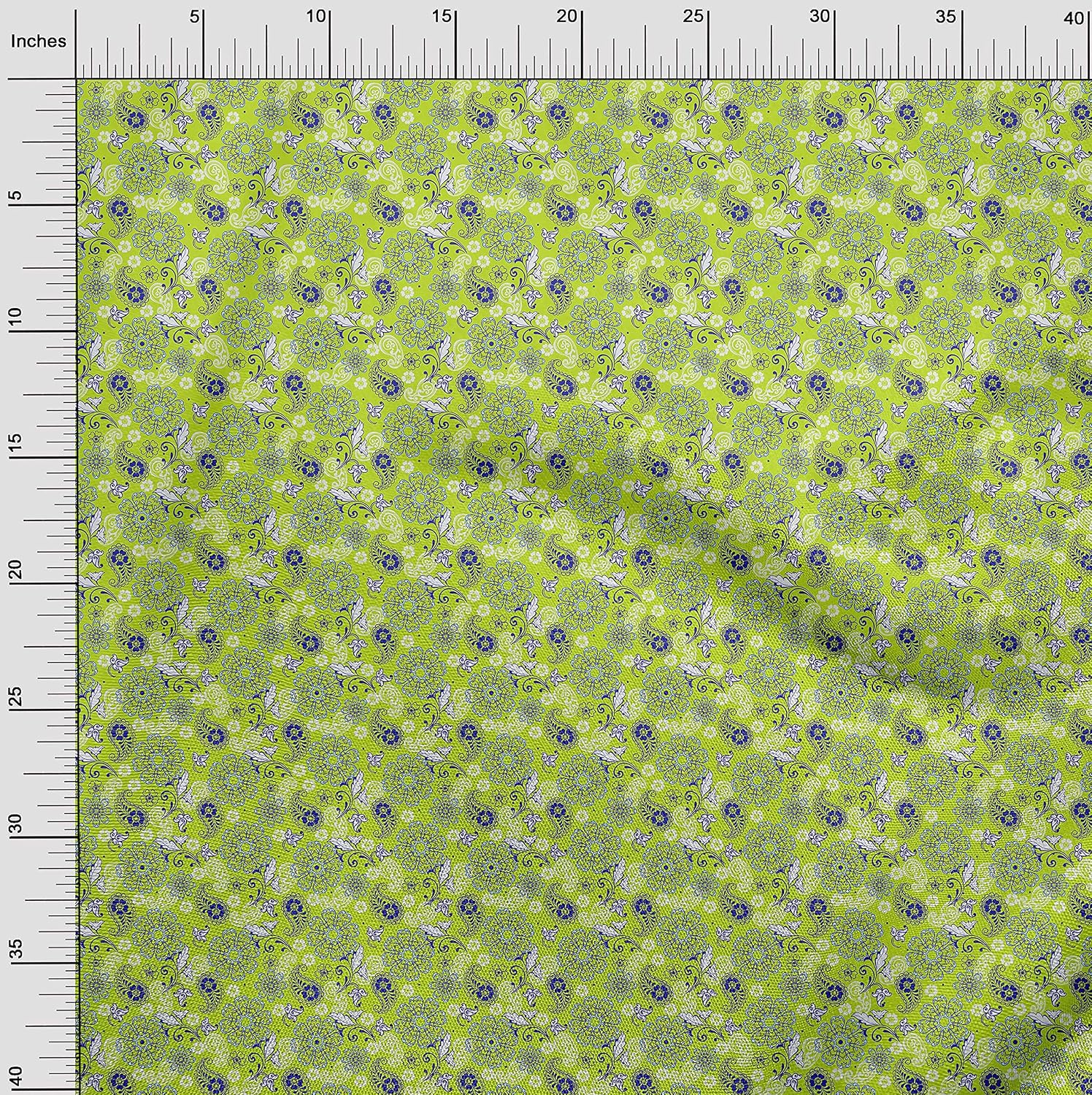 oneOone Polyester Spandex Lime Fabric Paisleys Dress Material Print Fabric by The Yard 56 Inch Wide