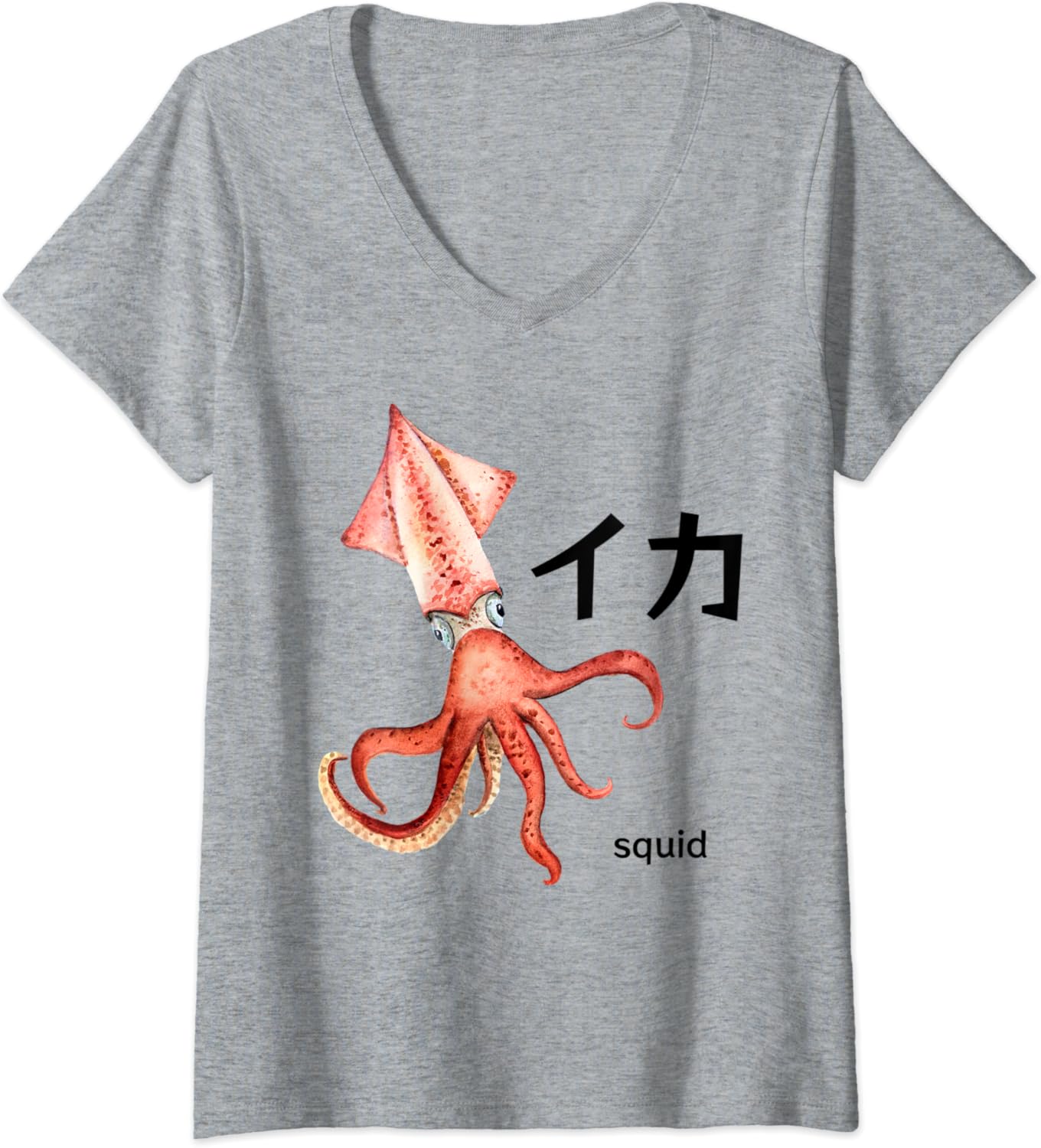Womens Cute Squid Japanese For Anime Fans VNeck TShirt Womens Cute Squid Japanese For Anime Fans VNeck TShirt